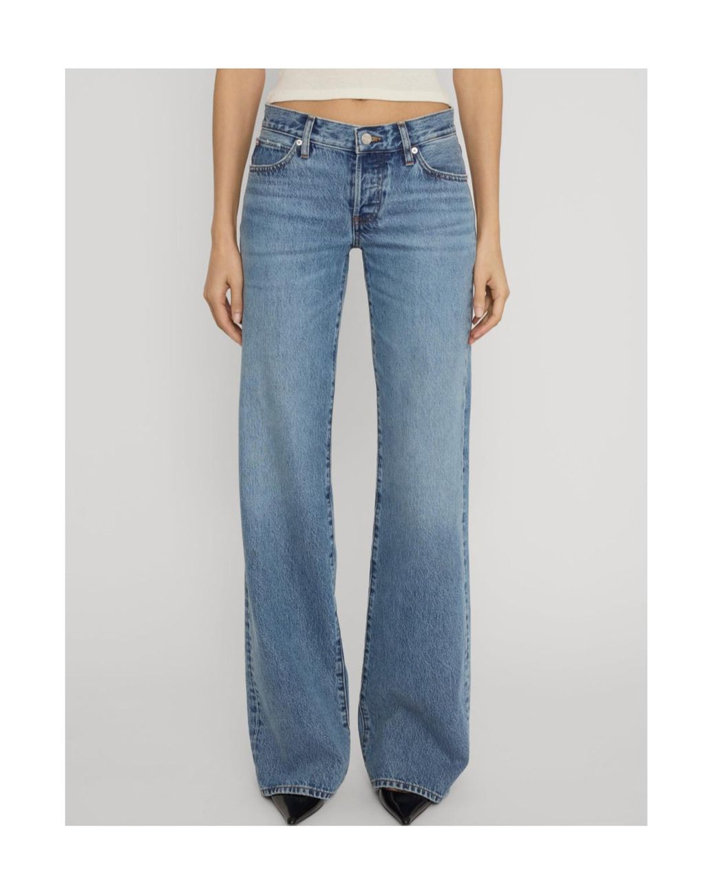 FRAME Blue High-Rise Wide-Leg Jeans