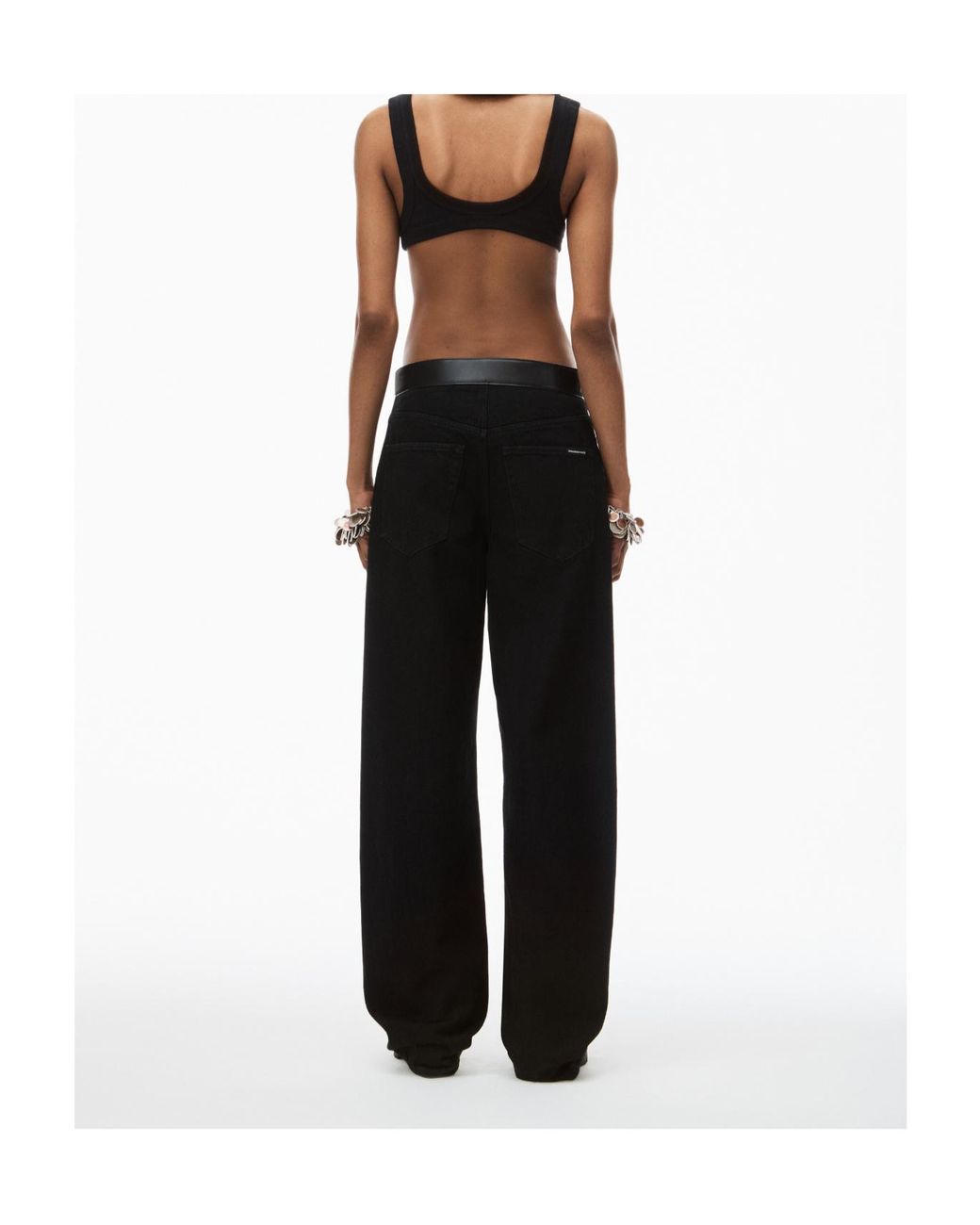 Alexander Wang Black Belted Wide-Leg Jeans