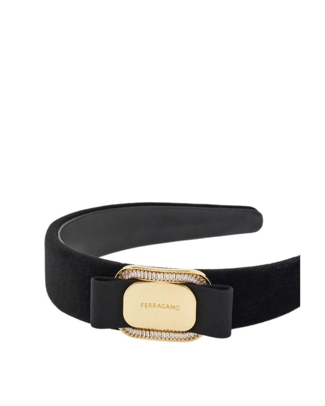 Ferragamo White Ferragamo Bow Embellished Velvet Headband