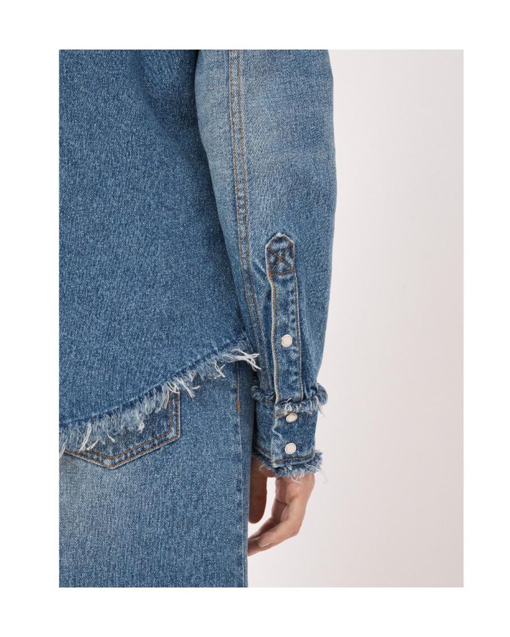Chloé Blue Chloé Frayed Edge Denim Shirt