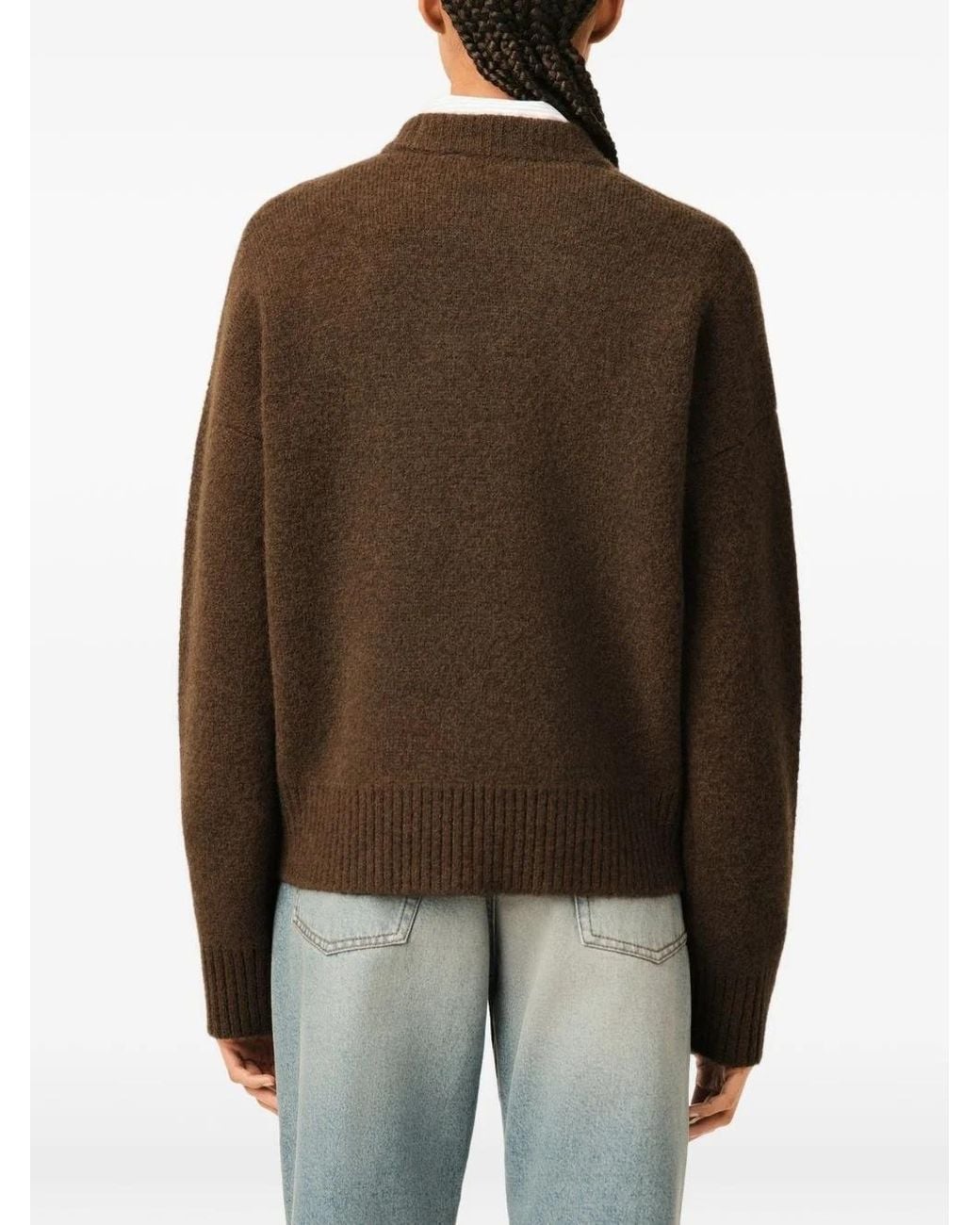 AMI Brown Long-Sleeved Knit Top