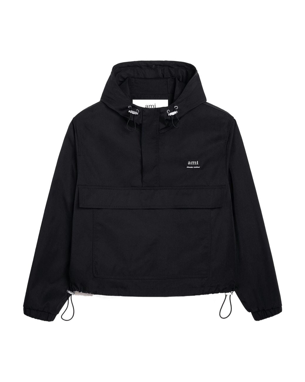 AMI Black Ami Logo Lettering Hooded Jacket for men