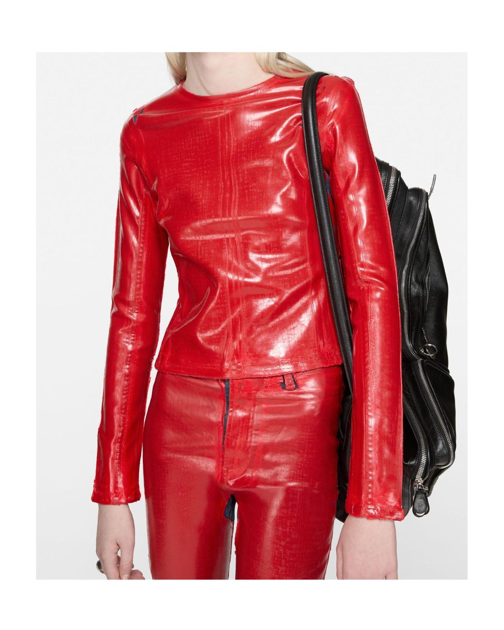 Acne Red Long-Sleeve Zipped Top