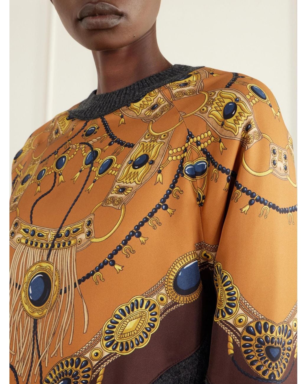 Etro Black Printed Silk-Trimmed Wool And Cashmere-Blend Sweater