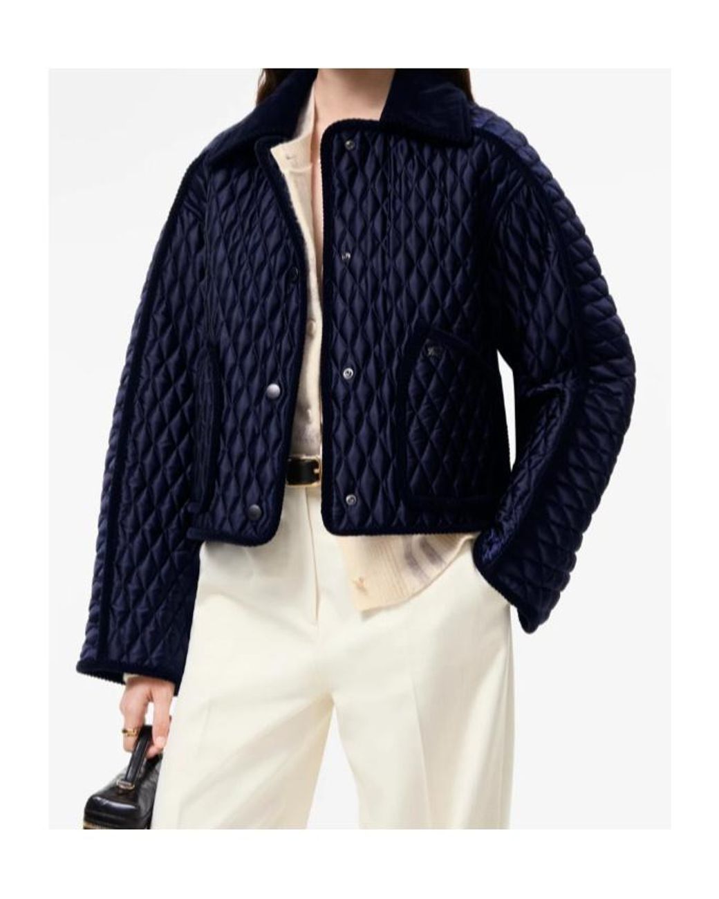 Burberry Blue Quilted Cropped Jacket