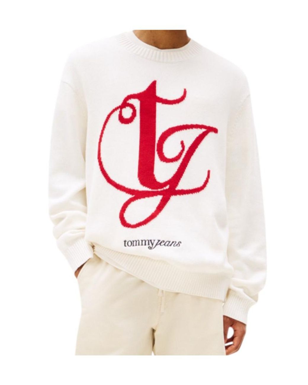 Tommy Hilfiger White Crew Neck Sweater for men