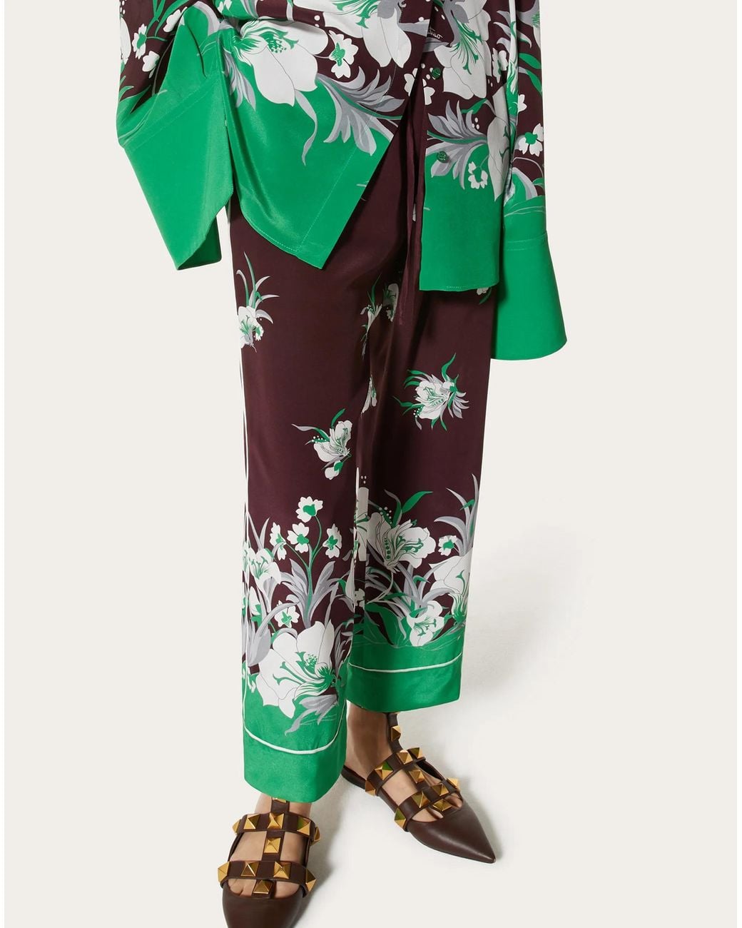 Valentino Purple Floral Printed Pajama Pants
