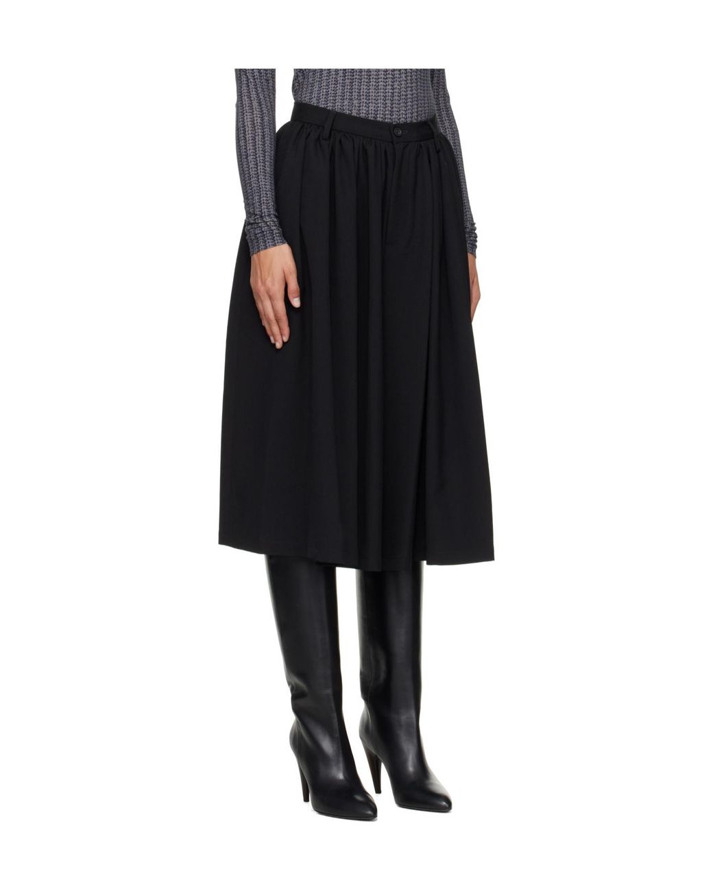 MM6 by Maison Margiela Black Gathered Wide Leg Shorts