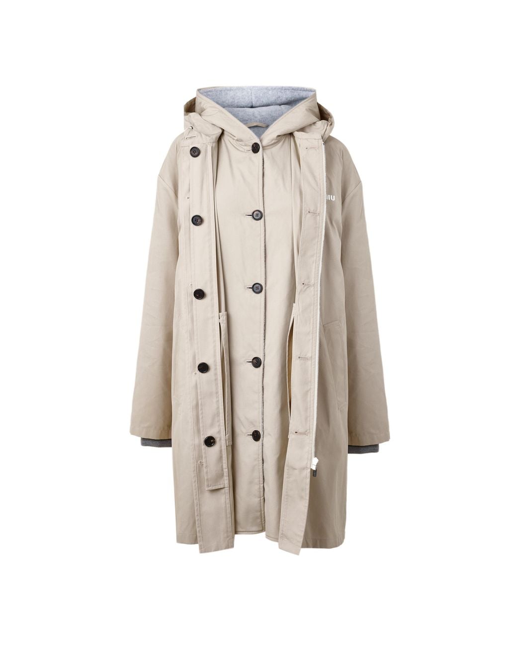 Miu Miu Natural Midlength Hooded Parka Coat