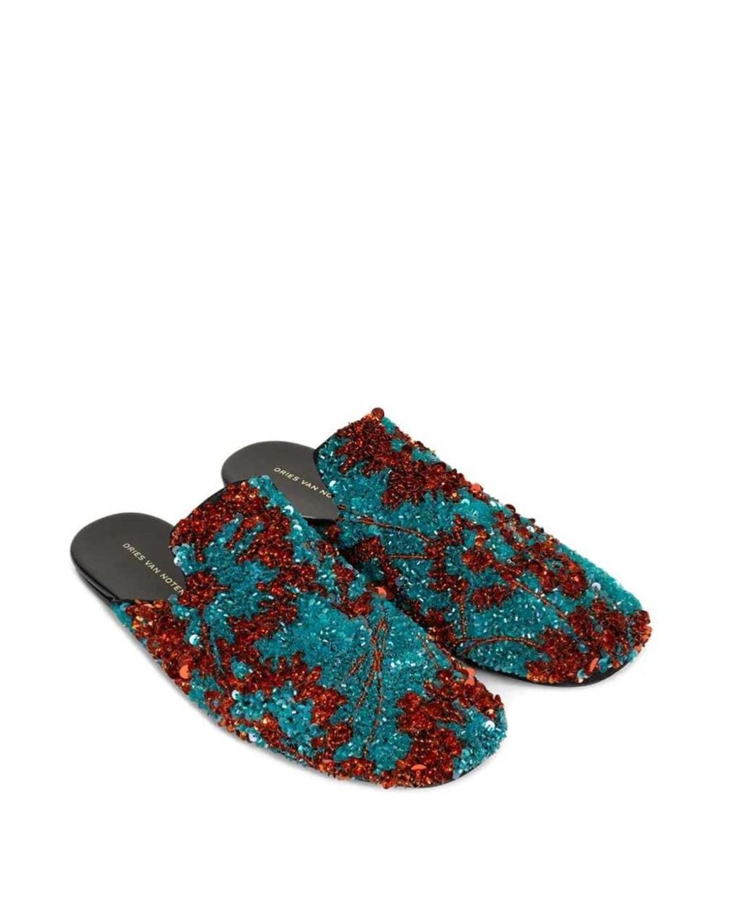 Dries Van Noten Blue Sequin-Embellished Slippers for men