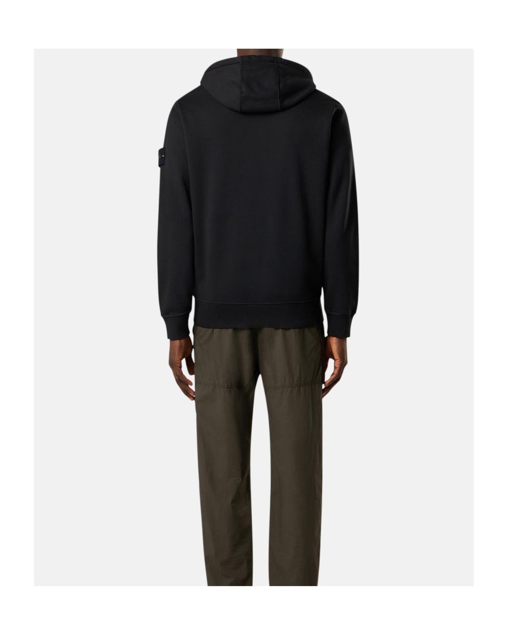 Stone Island Black Zip-Up Drawstring Hoodie for men