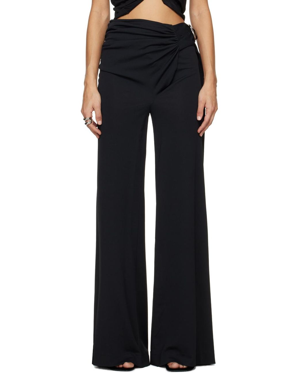 Rabanne Blue Wraparound High-Rise Palazzo Pants