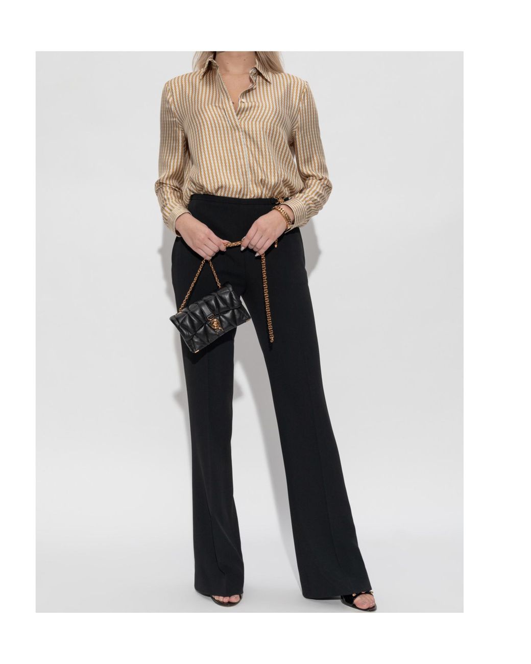 Versace Natural Chain-Printed Long-Sleeved Shirt