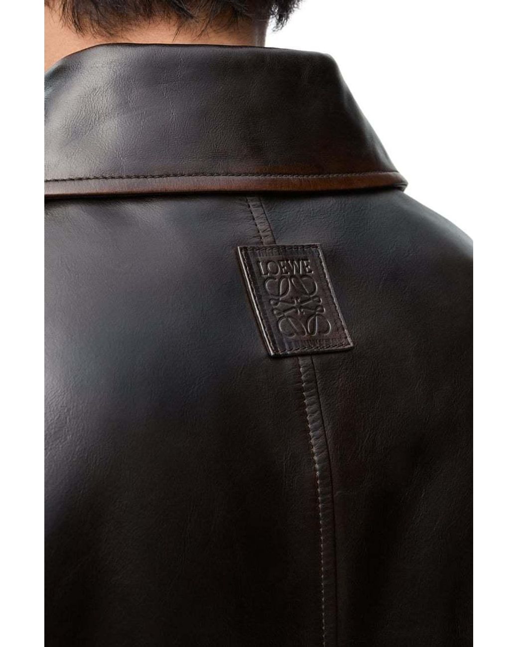 Loewe Black Button Fastened Leather Jacket for men