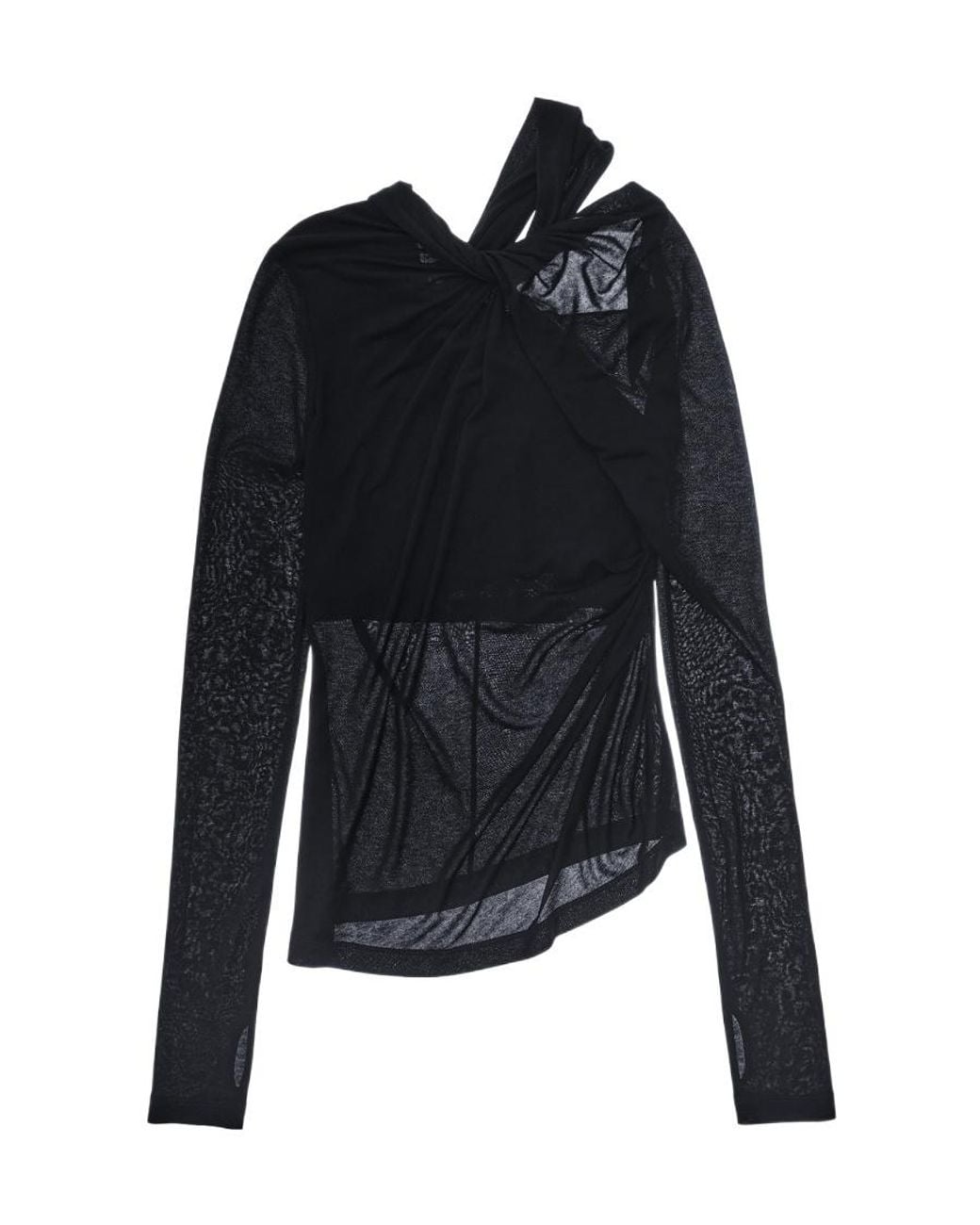 Helmut Lang Black Cold Shoulder Twist Detailed Top
