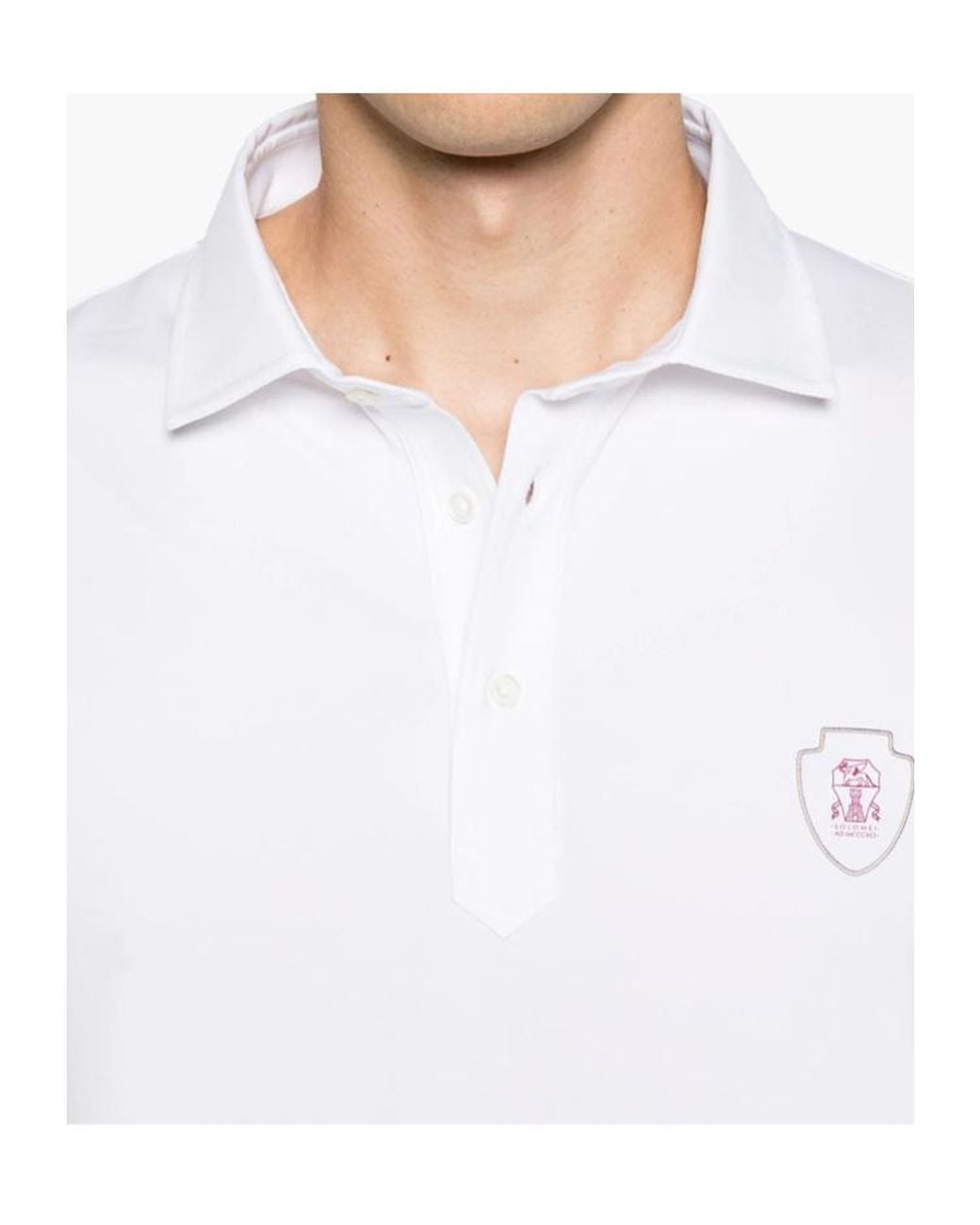 Brunello Cucinelli White Stretch-Jersey Polo Shirt for men