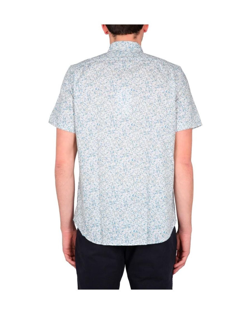 Paul Smith Gray Ps Paul Smith Graphic Printed Curved Hem Shirt for men