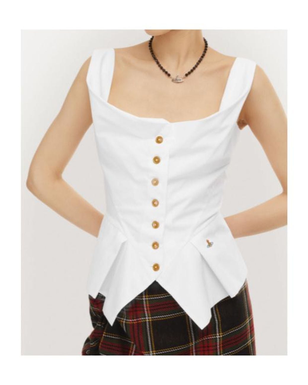 Vivienne Westwood White Square-Neck Button Down Top