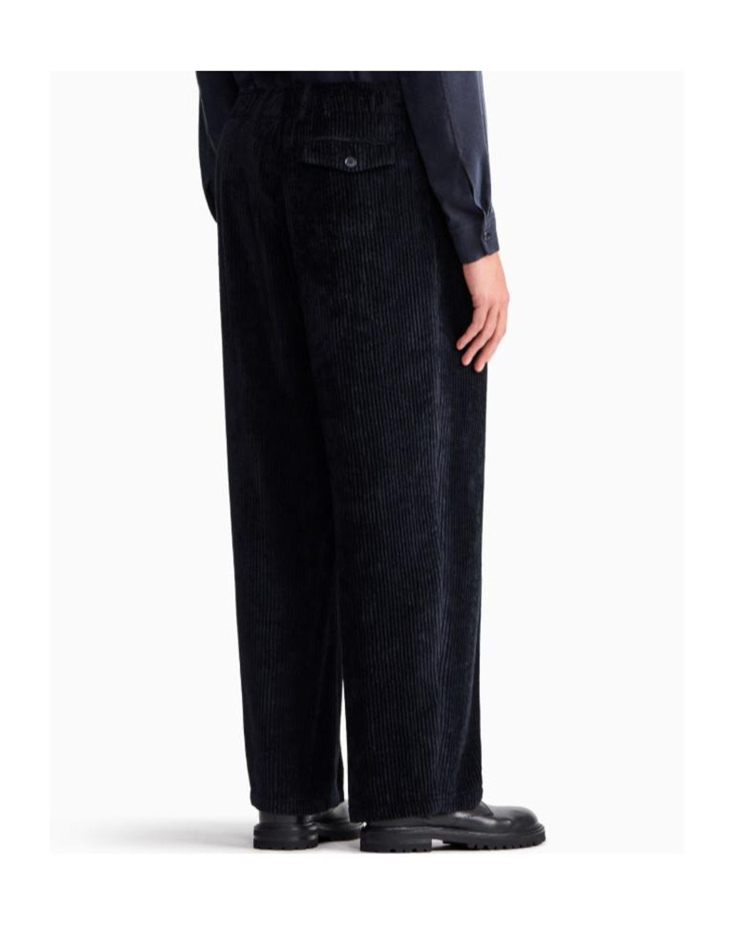 Giorgio Armani Blue Wide-Leg Corduroy Pants for men