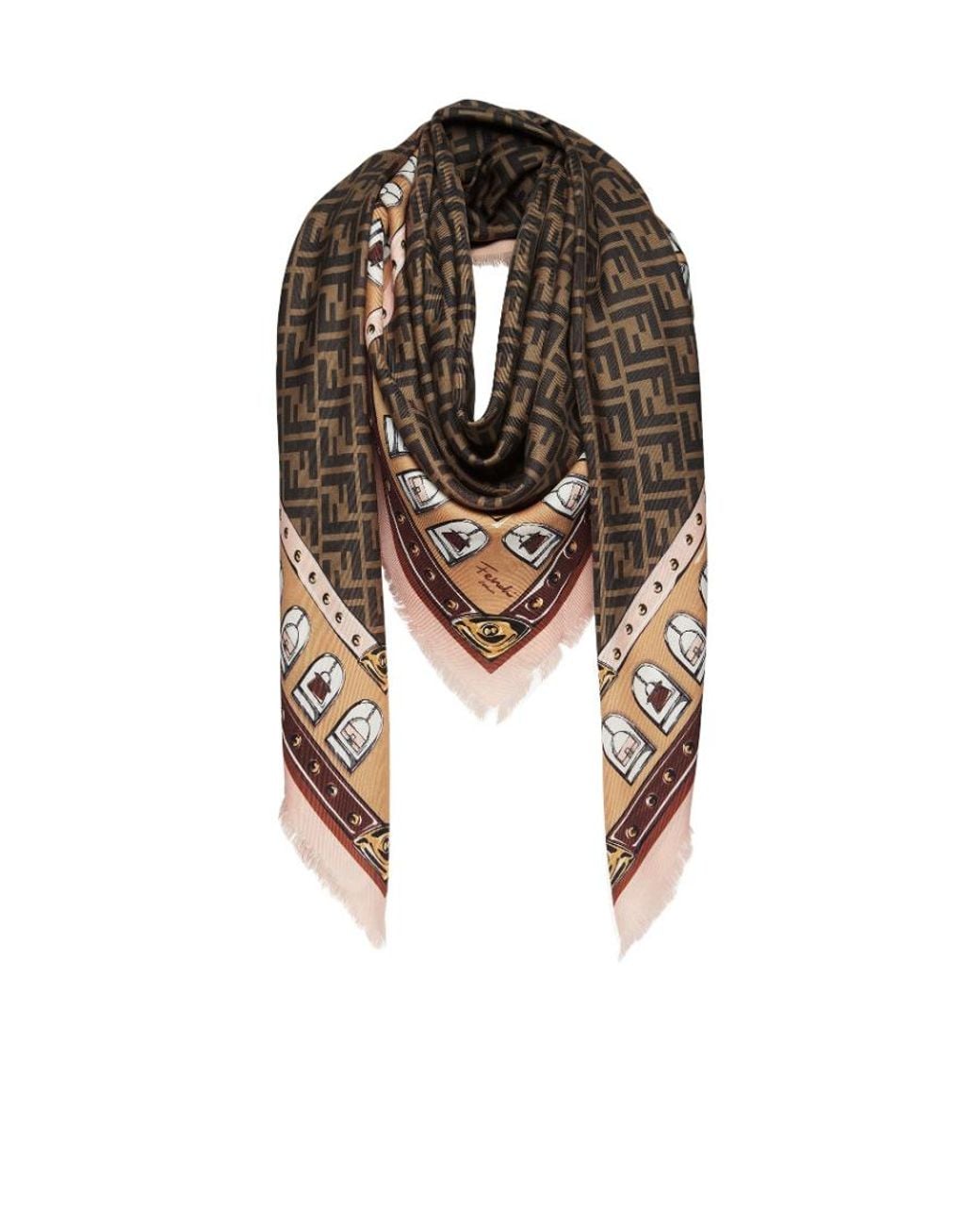 Fendi Multicolor Cashmere Wool And Silk Shawl