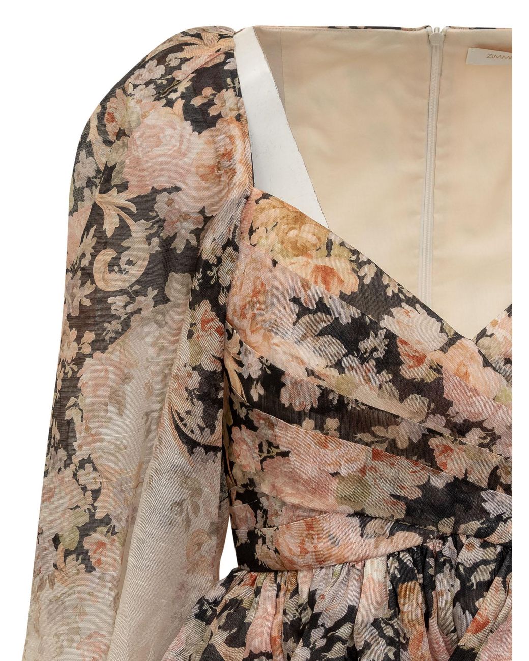 Zimmermann Natural Illustration Drapped Mini Dress