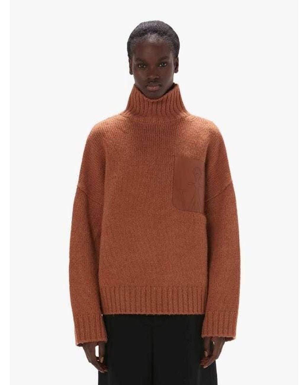 J.W. Anderson Brown Jw Anderson Turtleneck Pocket Patch Knitted Jumper