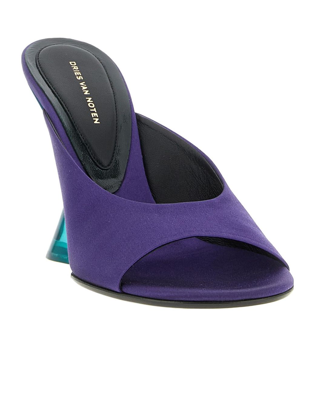 Dries Van Noten Blue 105 Satin Wedge Mules
