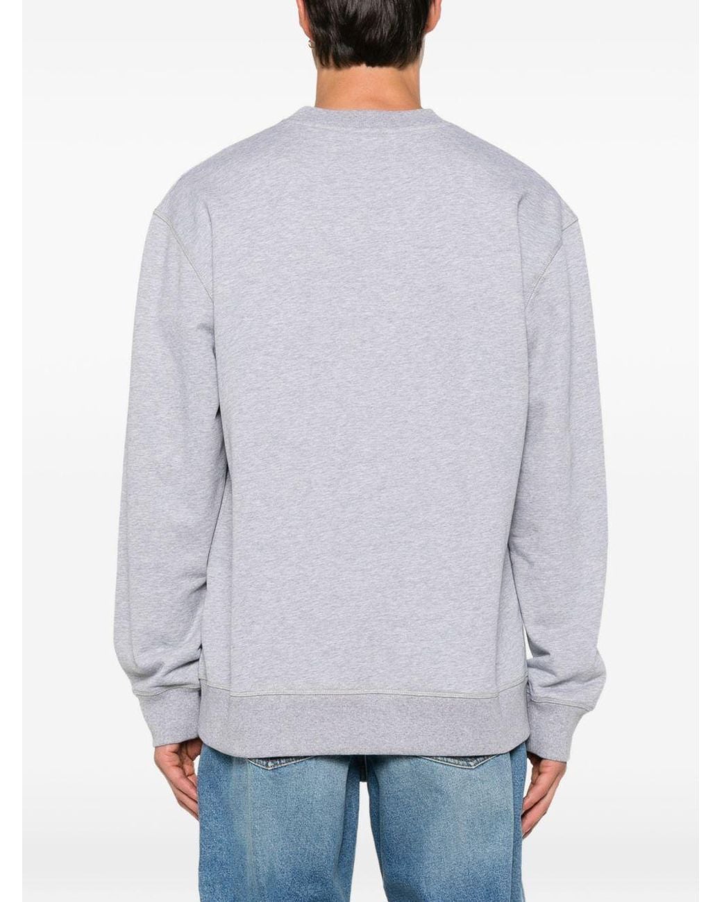 Balmain Gray Embroidered Logo Crewneck Sweatshirt for men