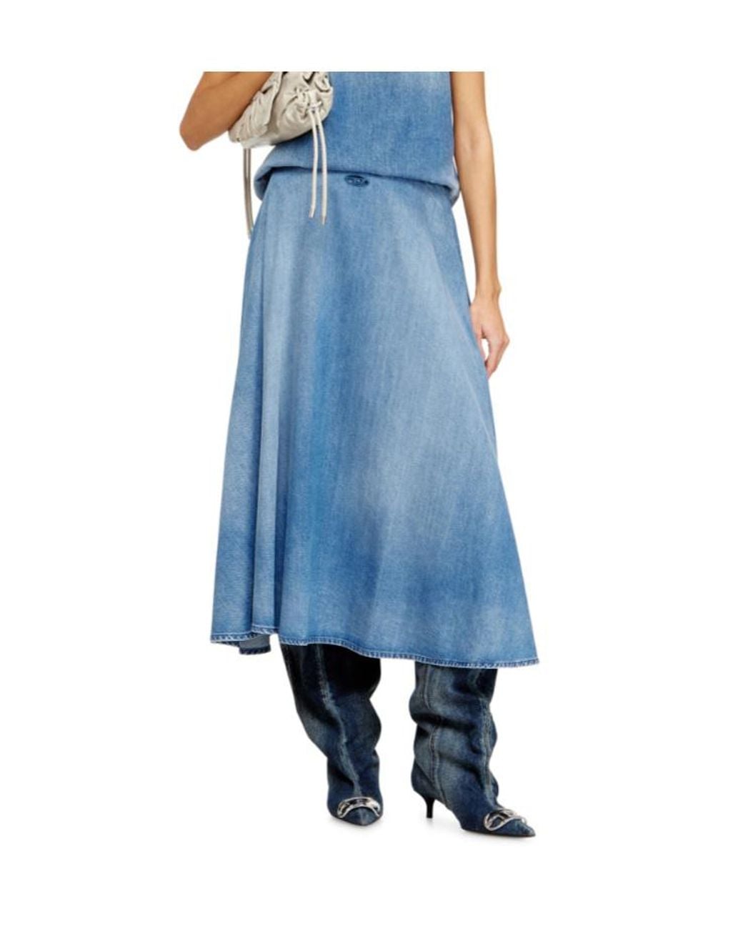 DIESEL Blue De-Annie-S3 Fluid Denim Skirt