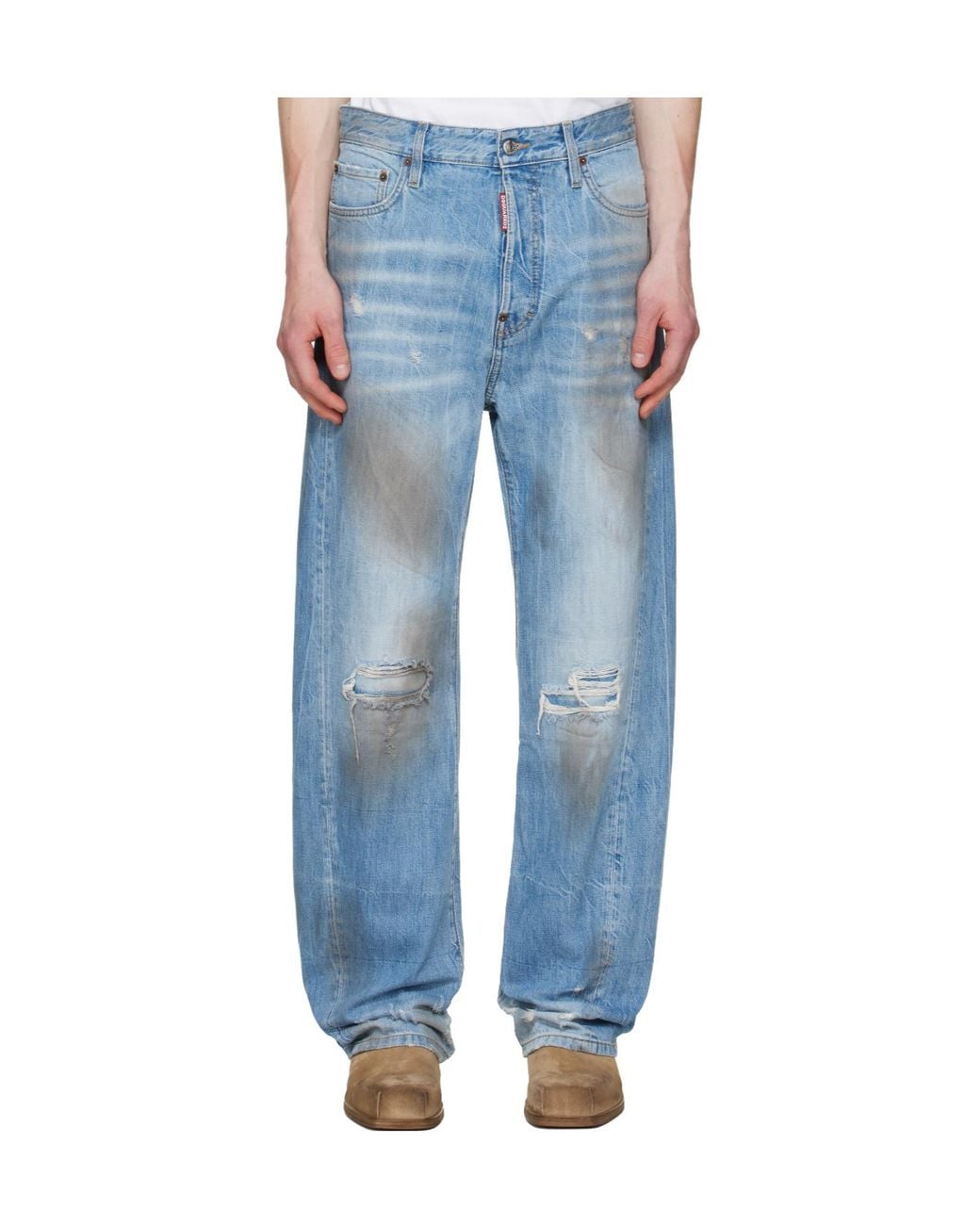 DSquared² Blue Light Dirty Wash Loose Twist Jeans for men