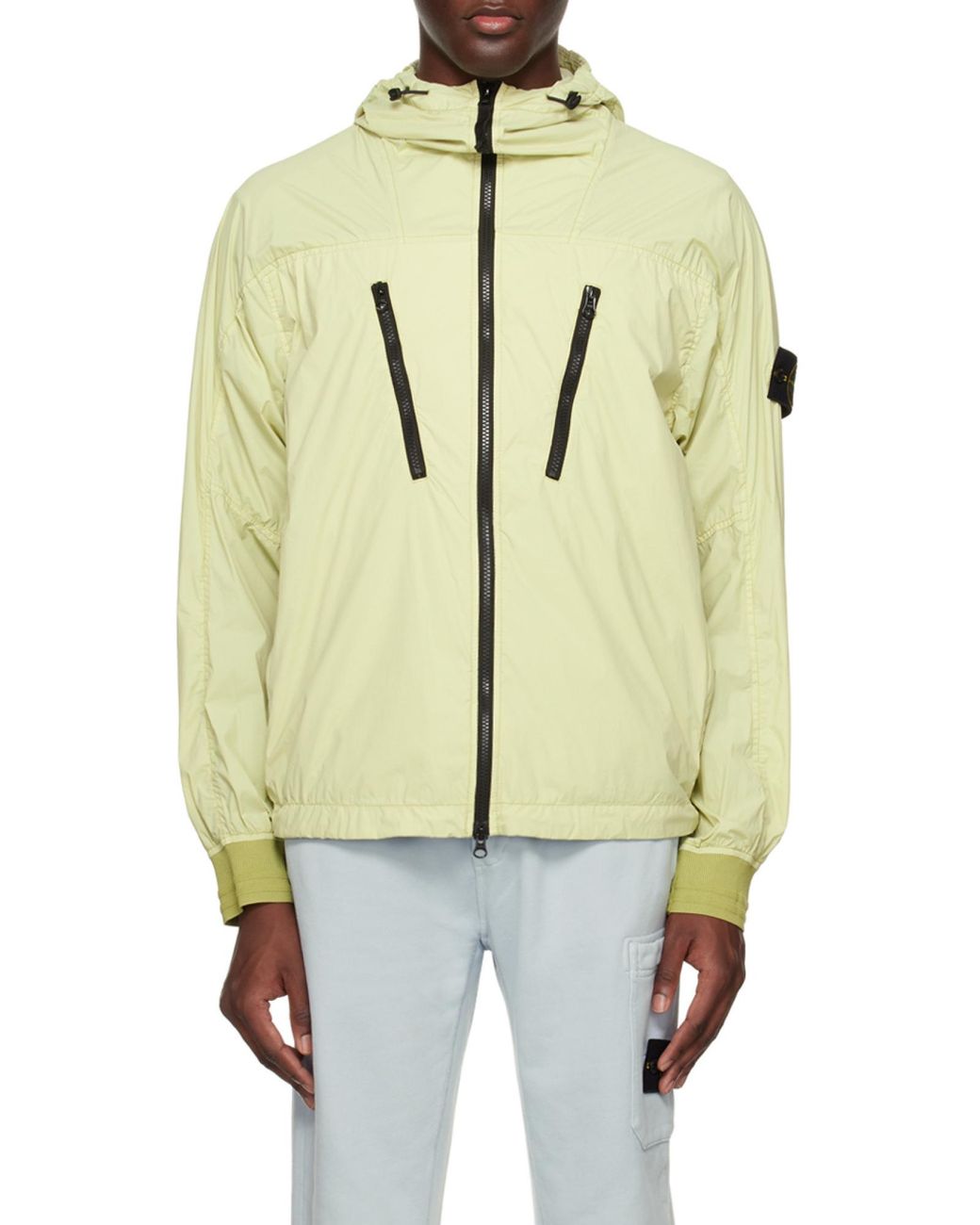 Stone Island Natural Foldable Logo Patch Zip-Up Jacket for men