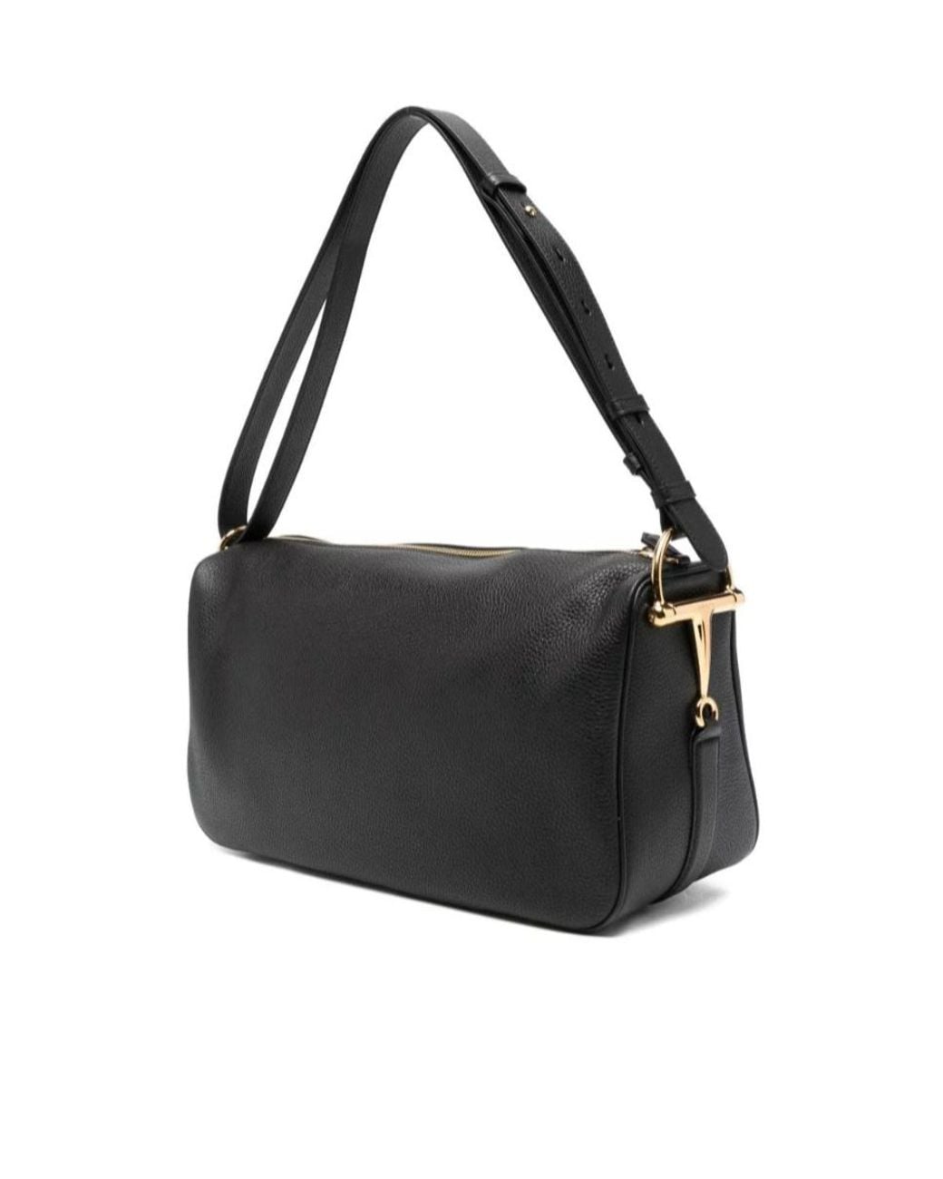 Gucci Black Half Horsebit Large Shoulder Bag