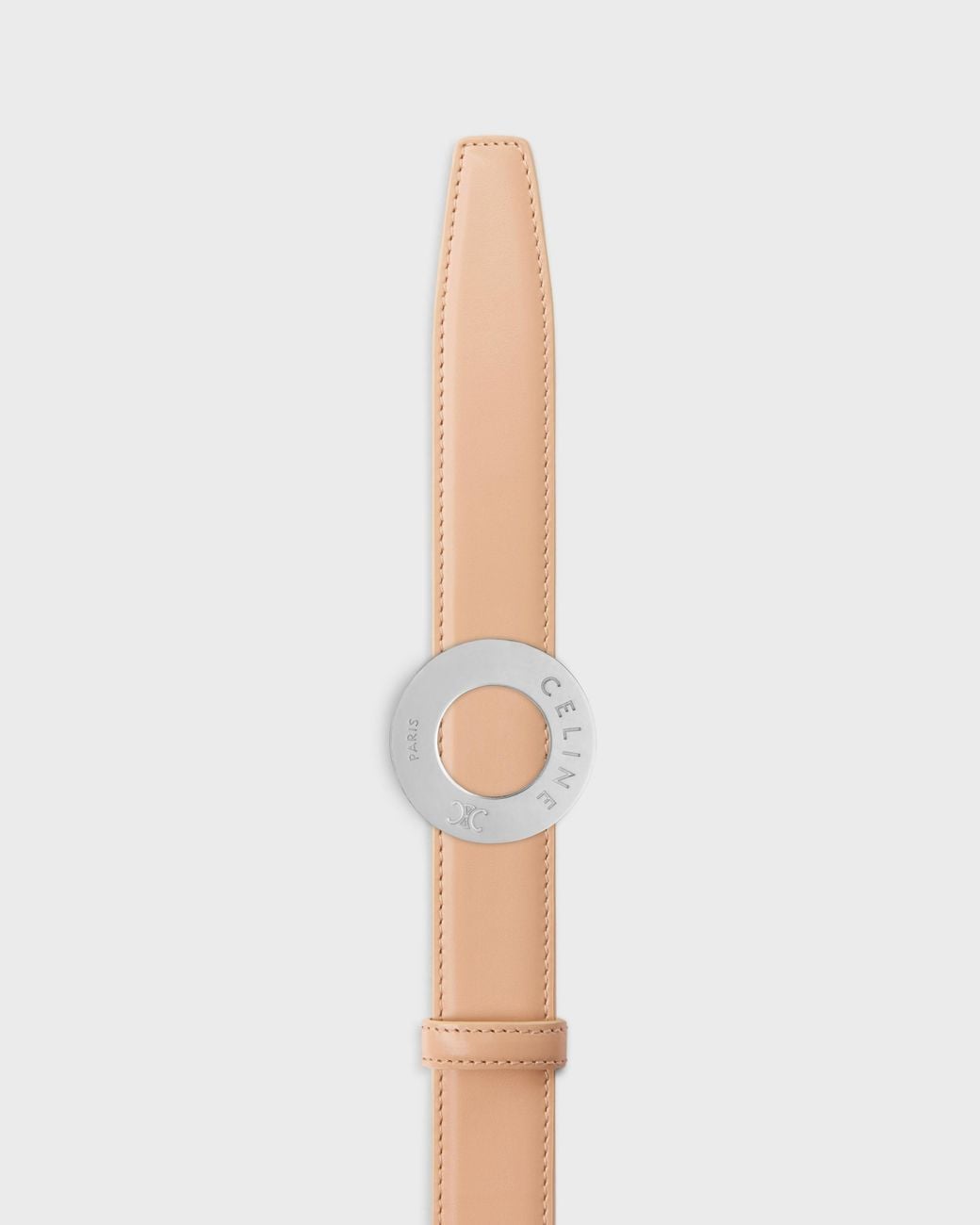 Céline White 25Mm Double-Sided Leather Belt With Disc Buckle