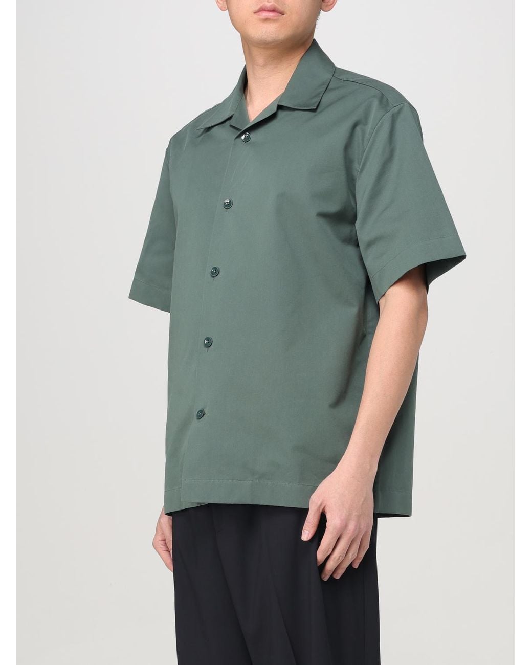 Jil Sander Green Satin Shirt for men