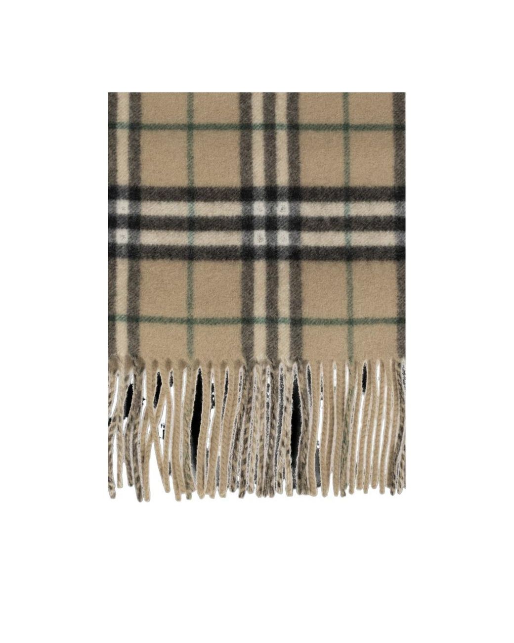 Burberry Green Checked Fringed-Edge Scarf for men
