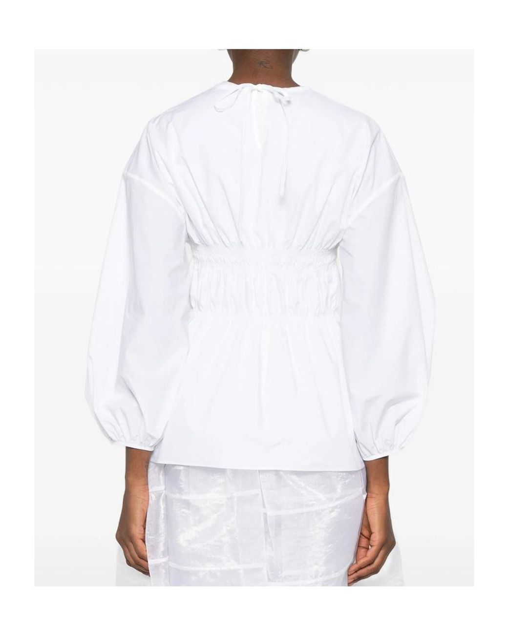 CECILIE BAHNSEN White Puff-Sleeved Top