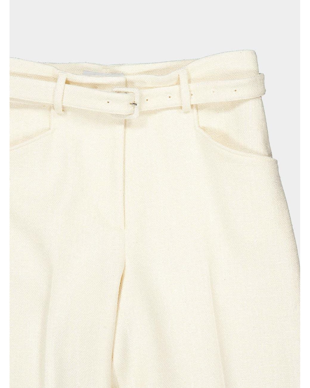 Gabriela Hearst White Norman Pleated Tailored Trousers
