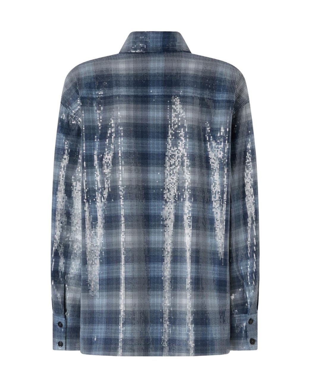 Pinko Blue Orchidea Check Sequin Overshirt