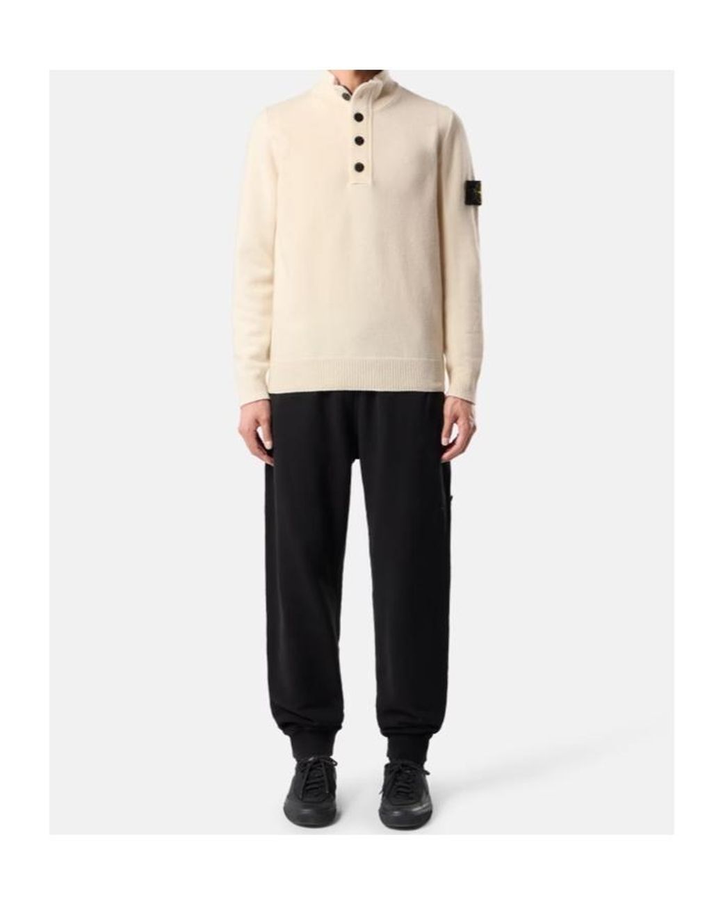 Stone Island White Soft Wool Blend Sweater for men