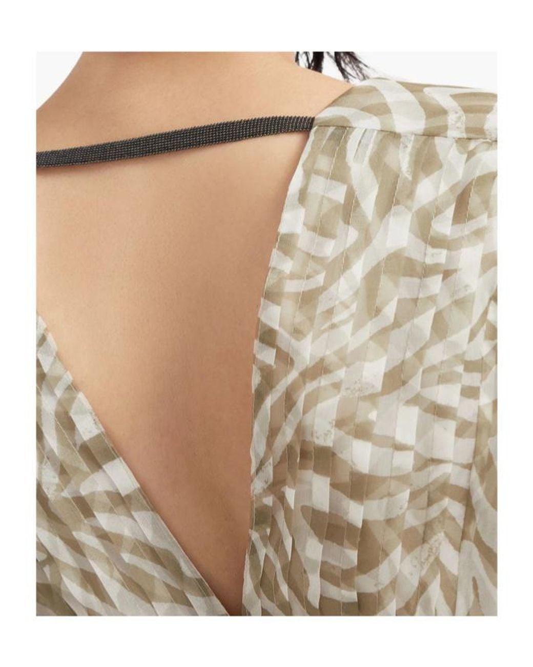 Brunello Cucinelli Natural Printed Silk Dress