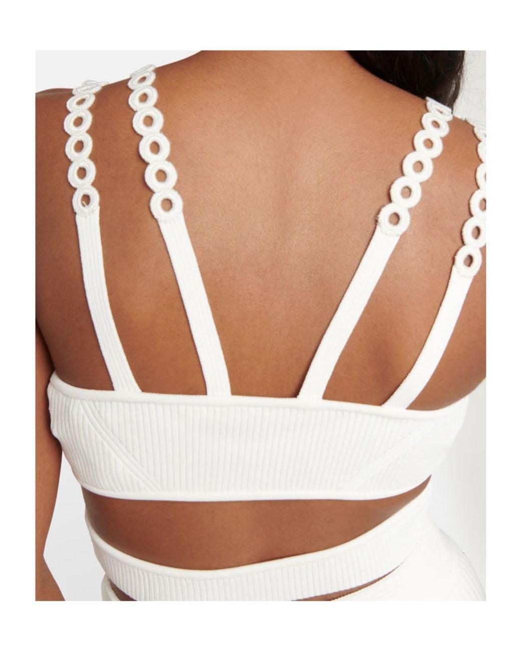 Jonathan Simkhai White Ribbed Openwork Top