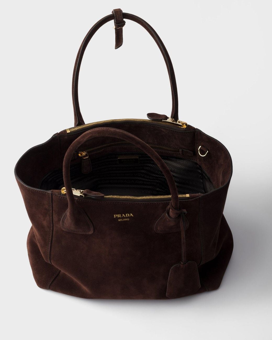 Prada Black Medium Suede Tote Bag