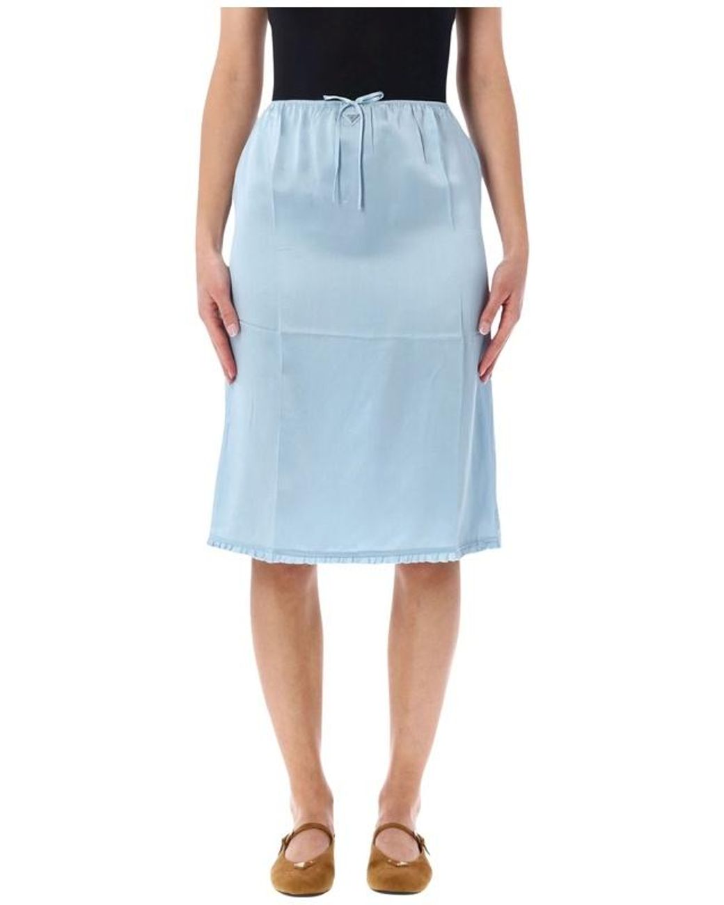 Prada Blue Drawstring Midi Skirt
