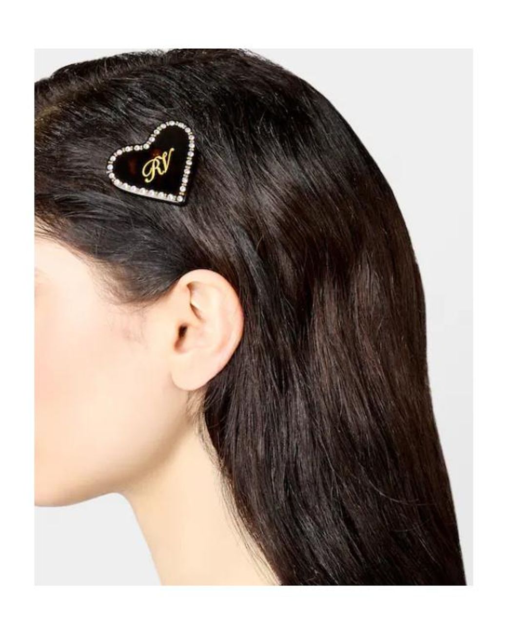 Roger Vivier Black Heart Embellished Hair Clip
