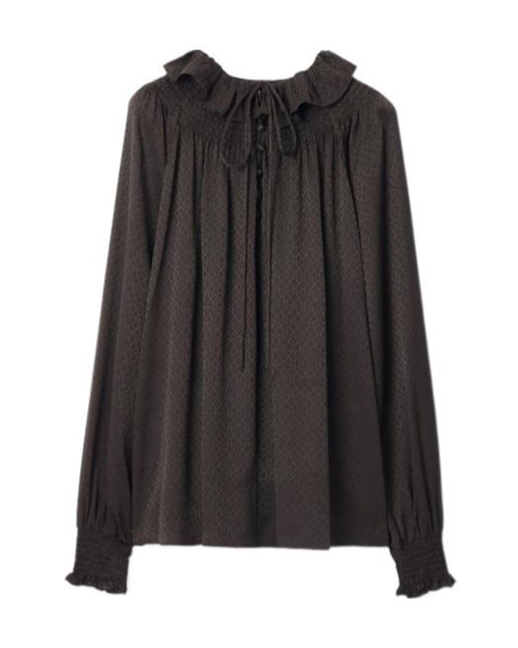 Burberry Black Silk Geometric Blouse