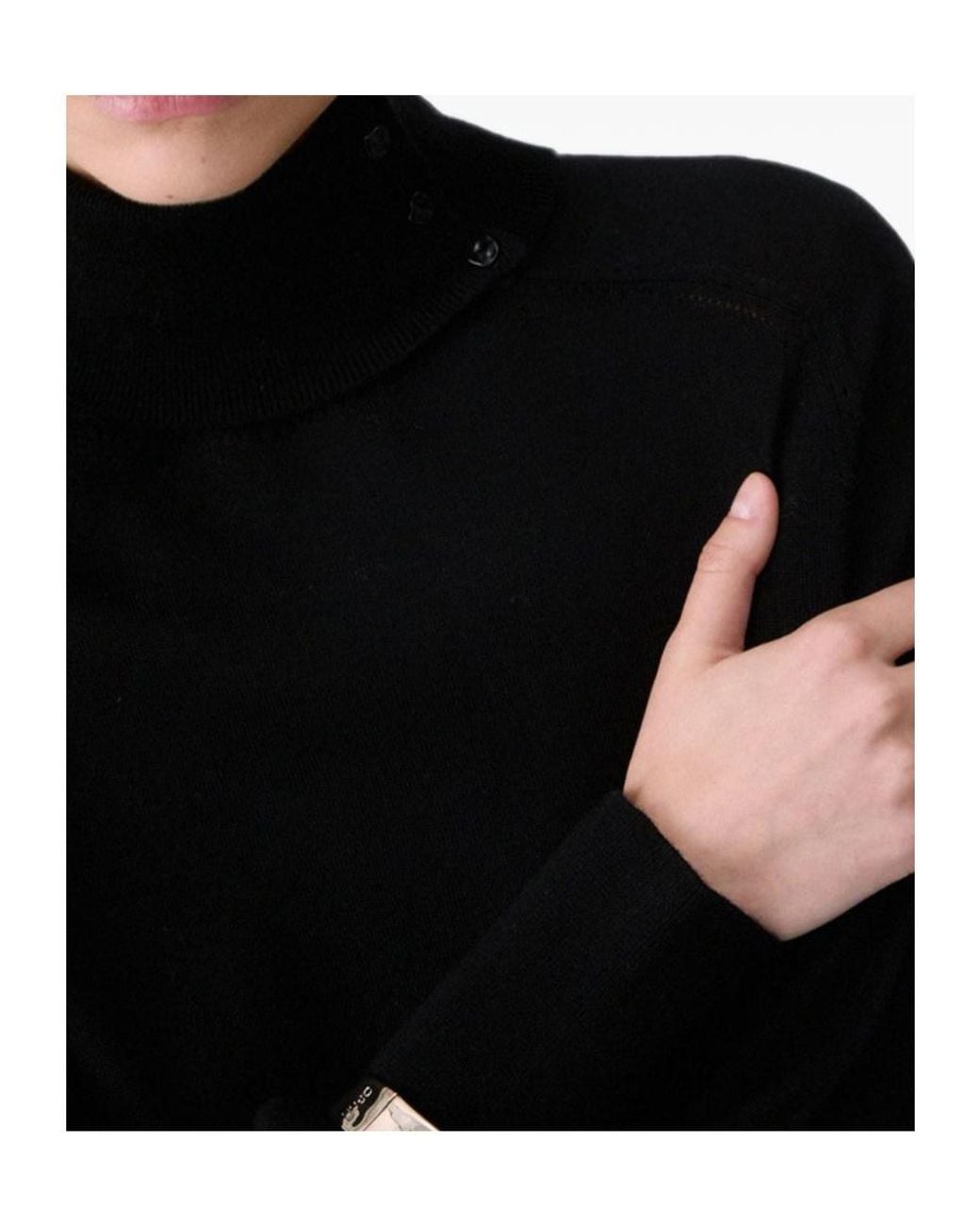 Liu Jo Black Button Cuff High Neck Knitted Sweater