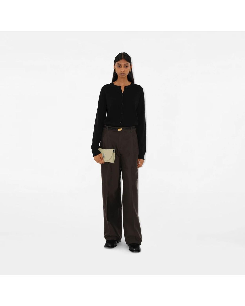 Burberry Natural Rocking Horse Foldover Top Chain-Linked Wallet