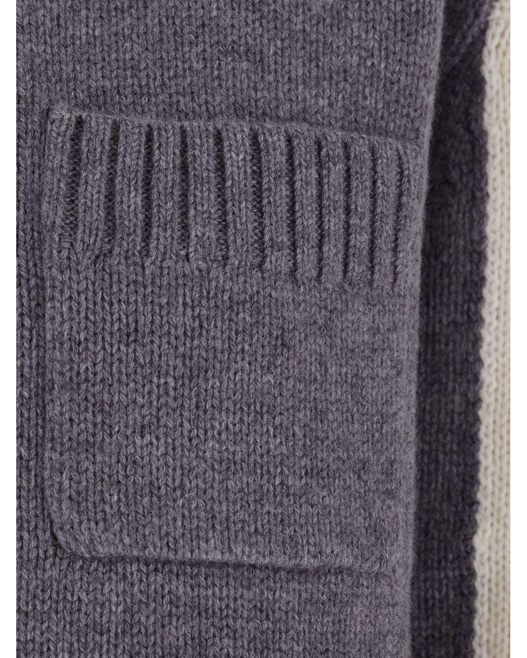 Semicouture Blue Two Tone Turtleneck Knitted Sweater