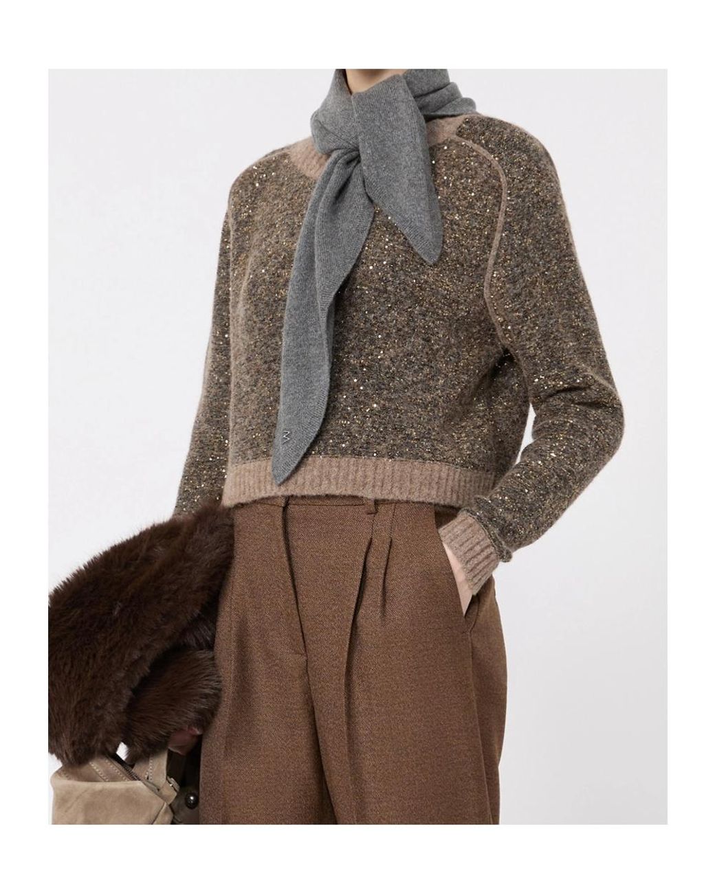 Weekend by Maxmara Green Cropped Alpaca-Blend Sweater