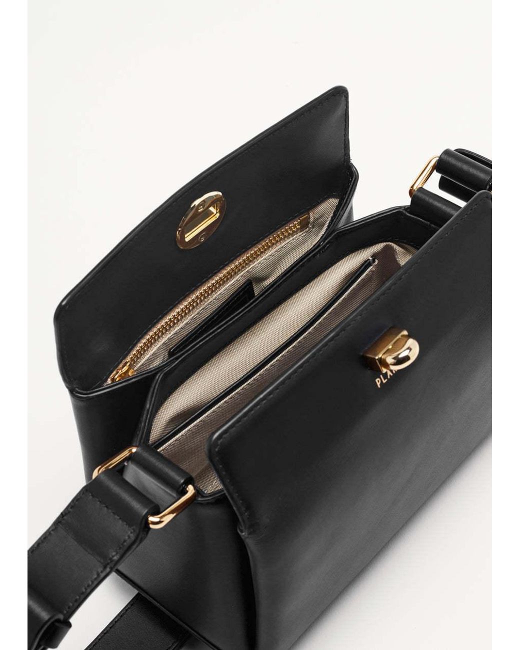 Plan C Black Logo Shoulder Bag
